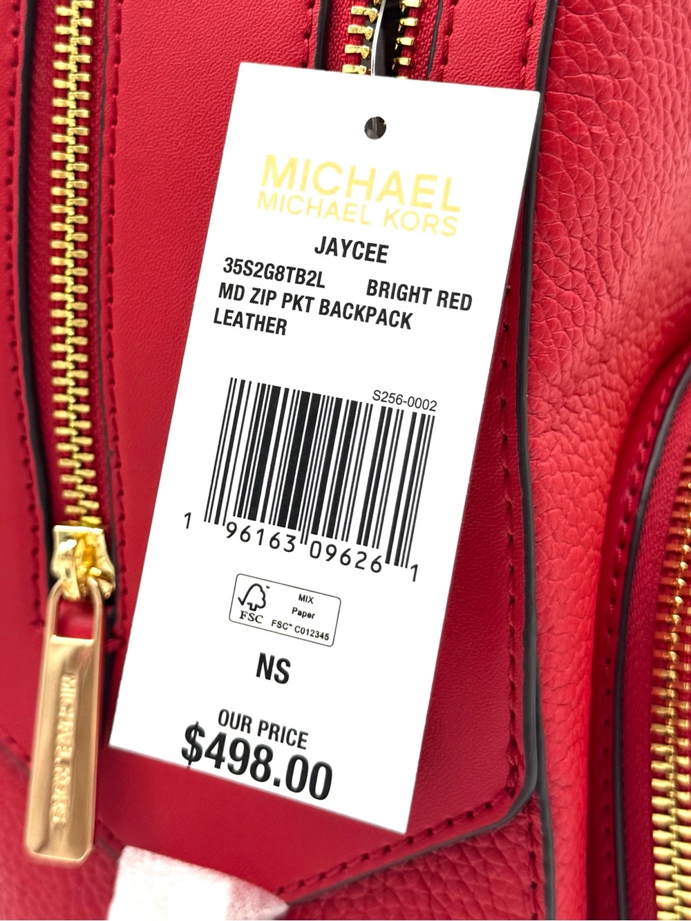 Michael Kors Jaycee Medium Signature Logo Backpack Bright Red - Picture 11 of 11